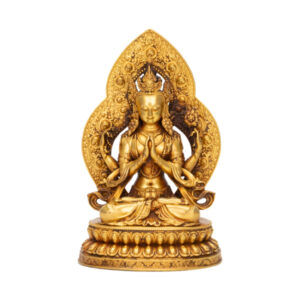 A Gilt-Bronze Figure of a Seated Four-Armed Avalokiteshvara