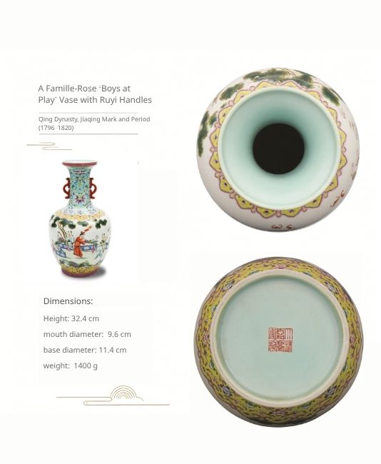 home product -A Famille-Rose ‘Boys at Play’ Vase with Ruyi Handles