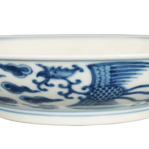 Blue-and-White Plate with Twin Phoenix Design